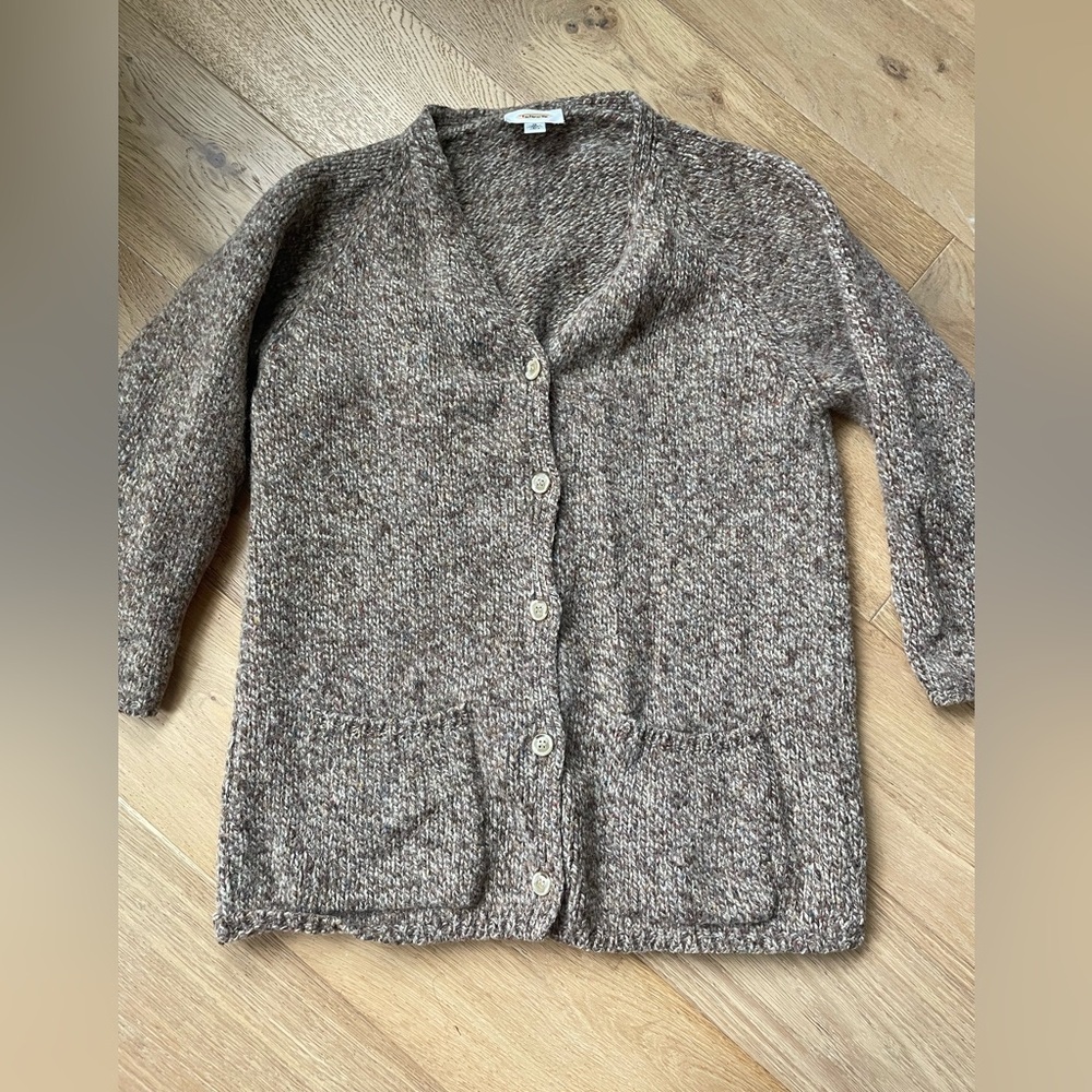 Talbots Brown Marled Open-Front Cardigan Sweater - Picture 4 of 6